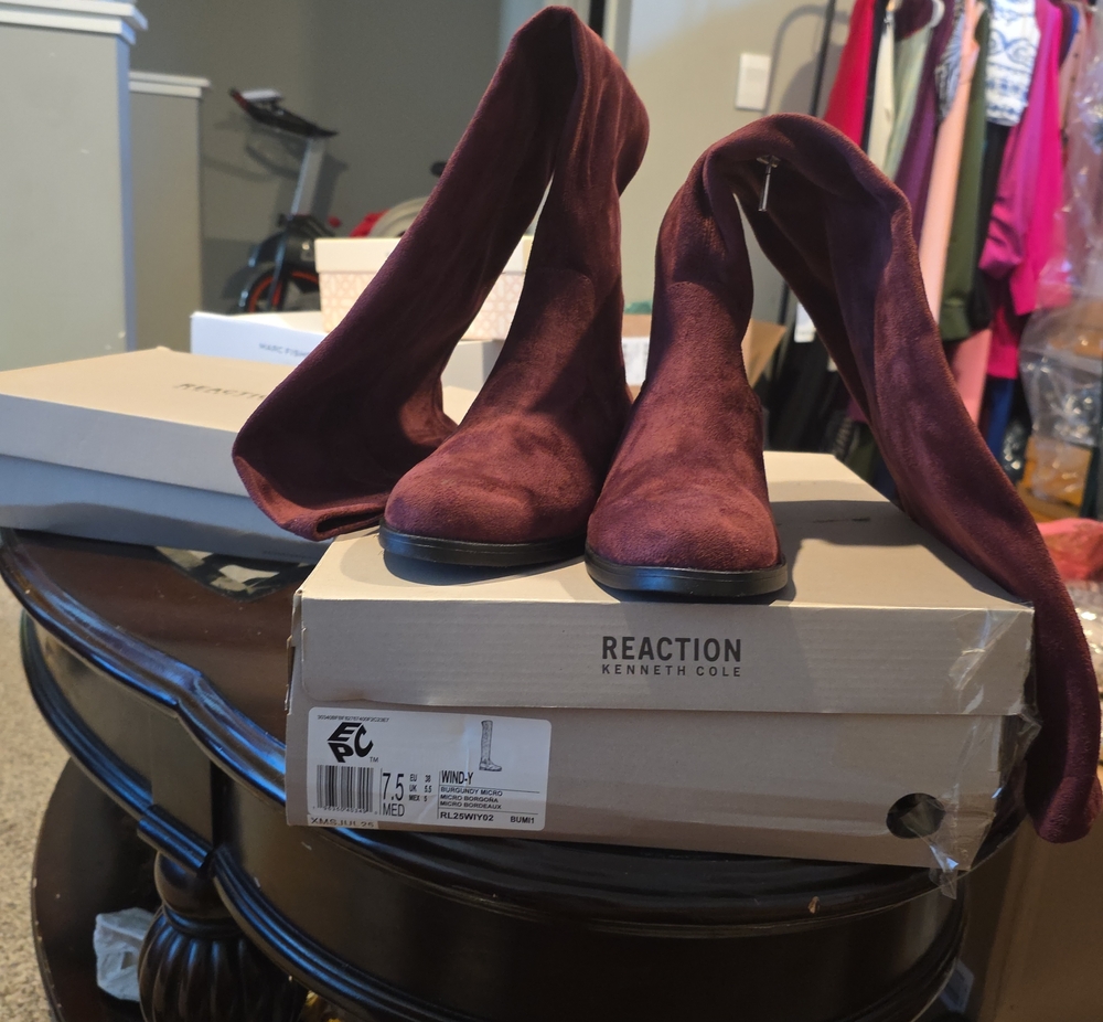 Kenneth Cole Burgundy Over-the-Knee Suede Boots